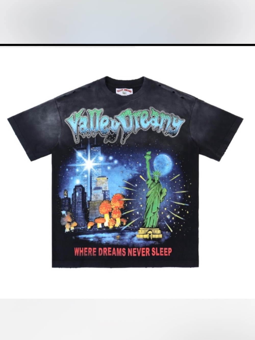 Valley Dreams Black Graphic Tee - Where Dreams Never Sleep